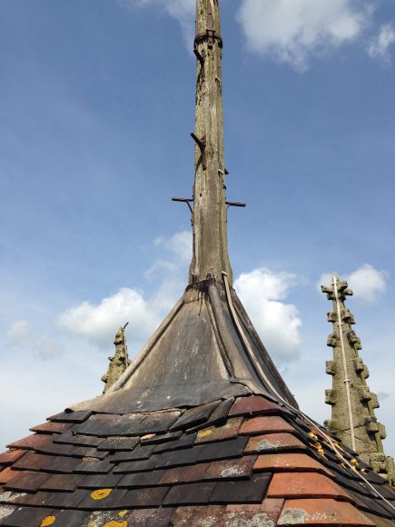 The sagging roof at St Mary's Shawbury.
